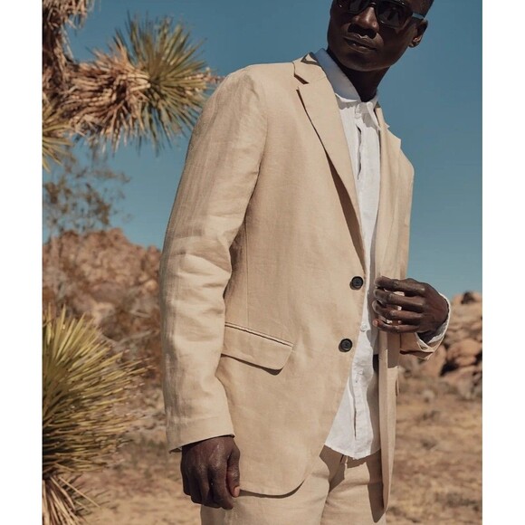 Quince Mens 100% European Linen Blazer XL New Beige Neutral Breathable Casual - Picture 11 of 13